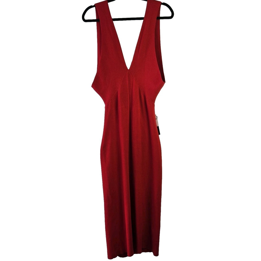 Banana Republic Lenzing Ecovero Serene Sweater Dress Large Red Ribbed Date Night